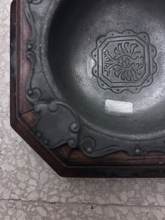 Image 1 of Posacenere in legno e peltro, Italia 1950