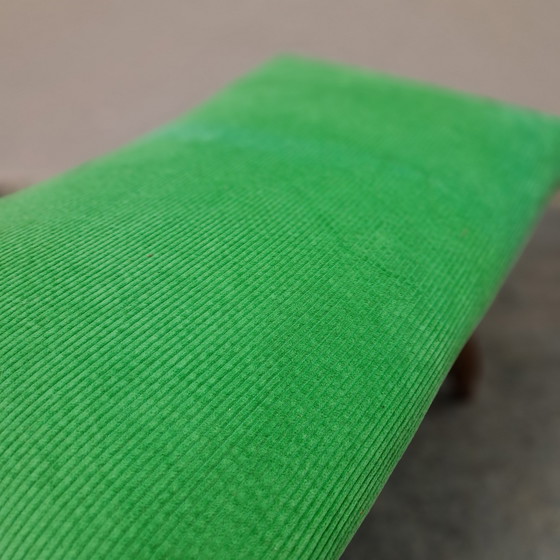 Image 1 of 60's vintage ottoman new upholstered green ottoman