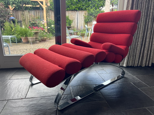 COR Sinus Lounge-Sessel mit Armlehnen und Fußhocker