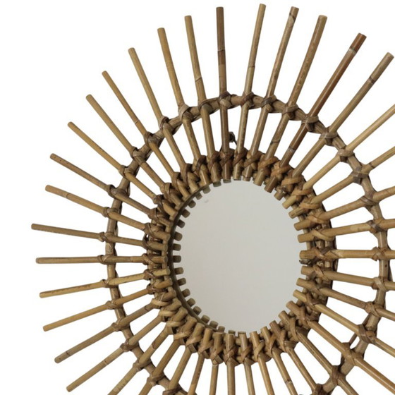 Mid Century Rotan en Bamboe Sunburst Spiegel Frankrijk 58cm – Rattan (photo 5 of 11)