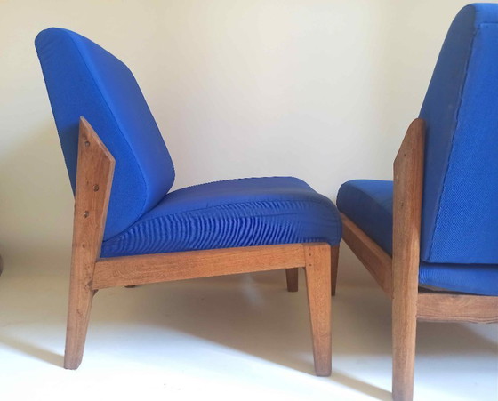 Image 1 of Pair of 1950s solid teak armchairs