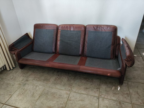 Image 1 of Ensemble de salon vintage De Sede - canapé 3 places + 2 fauteuils - cuir de buffle épais - 1970