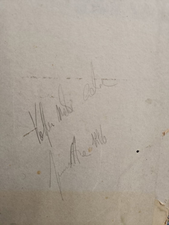 Antique Painting Informal Art Signed and Dated Italian – Paintings & Drawings, Canvas (photo 3 of 6)