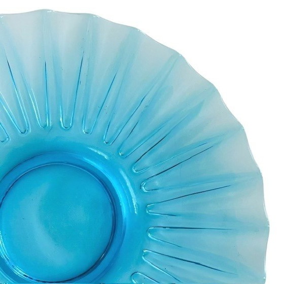 Image 1 of Vintage mid-century blue glass bowl V. Horáček Rosice 1960's