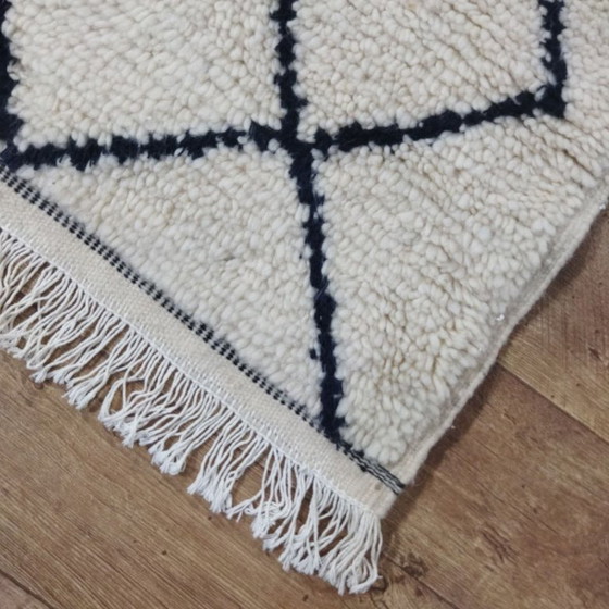 Image 1 of Authentiek Beni Ourain tapijt 200 x 133 cm – Handgemaakt Marokkaans wollen tapijt