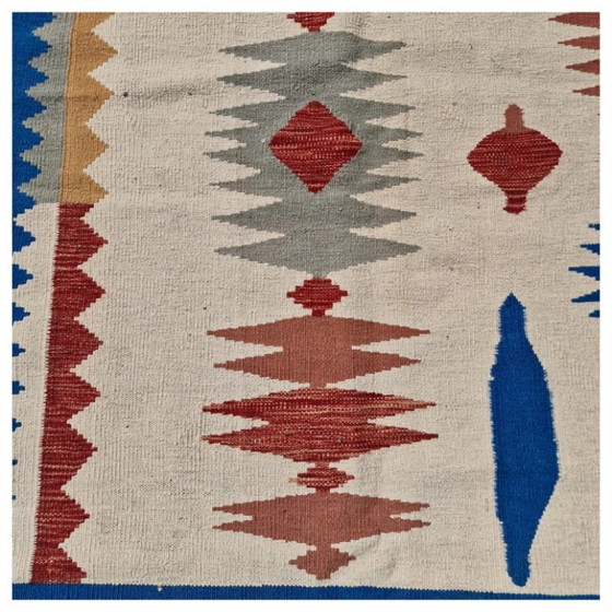 Vintage Turks Kilim tapijt | Handgeweven wol | Anatolisch design | 252 × 353 cm (99 × 139 inch) (photo 10 of 12)