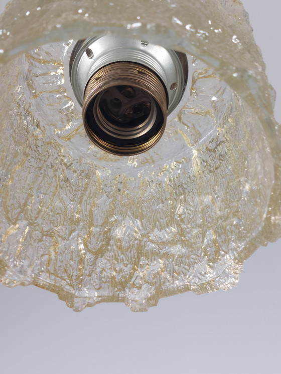 Image 1 of Mid Century Vintage Ice Glass Lamp Pendant Lamp 60s
