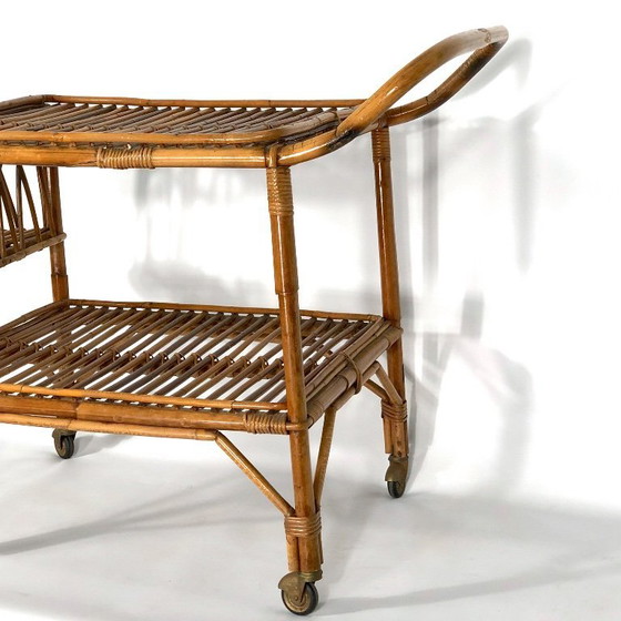 Image 1 of Vintage bamboo bar trolley from 50s. Made in Italy