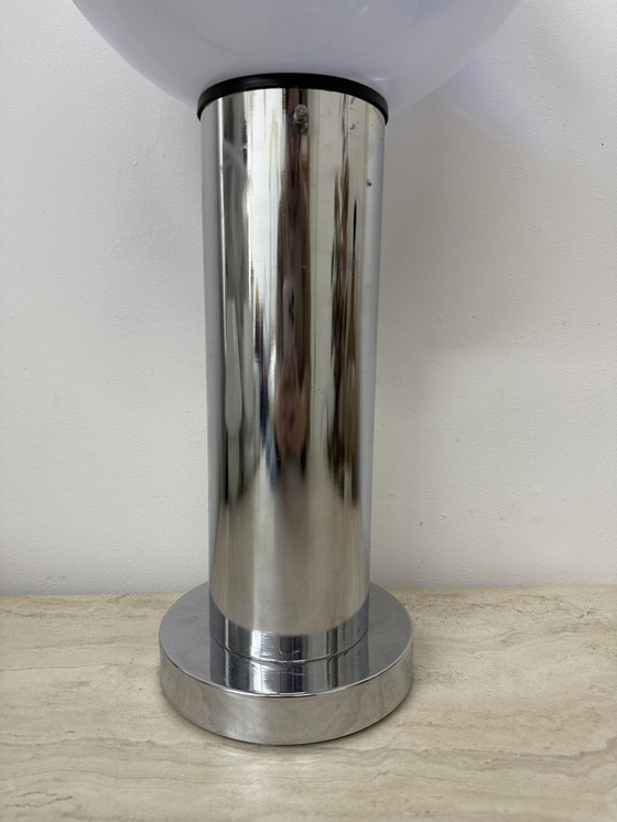 Image 1 of Mid-Century Large Glass Table Lamp with Blue Swirl, 1970s Italy