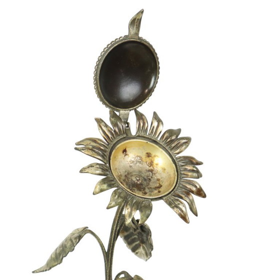 Image 1 of Grote Zonnebloem Asbak Verzilverd Brons S. Agudo