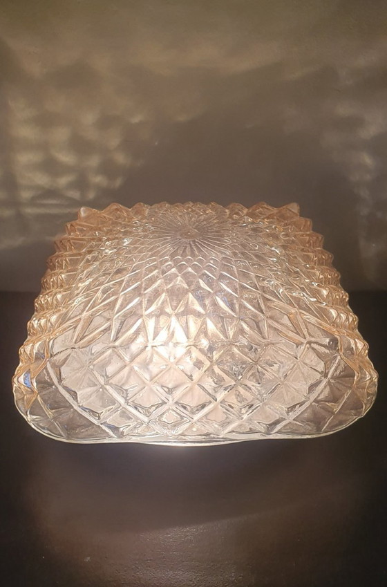 Image 1 of Lampe de plafond et applique murale vintage avec pointes en diamant nacrées,