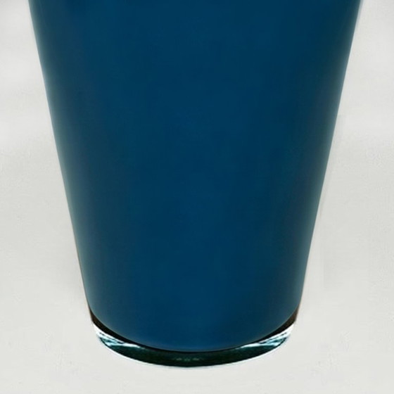 Image 1 of 1970s Italian Murano Blown Glass Blue Vase by Maestro del Vetro