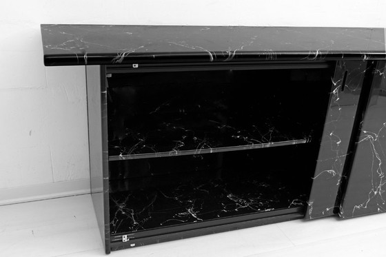 Image 1 of Marquina Schwarzer Marmorlack Italienisches Postmodernes Sideboard, 1980er Jahre