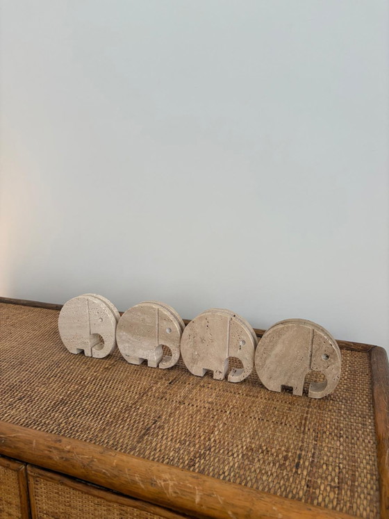 Image 1 of Set of 4 Travertine Elephants, Fratelli Mannelli, Italy, 1970s