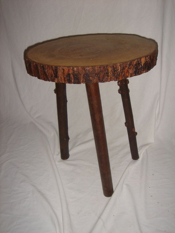 Image 1 of Mahogany table & rough stool 1970