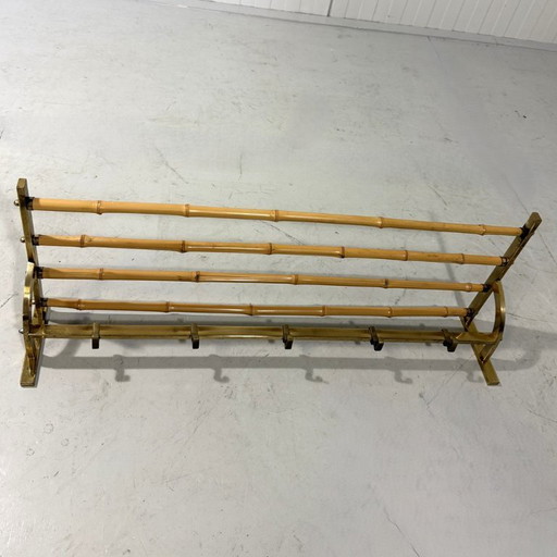 Brass & rattan coat rack 1950's