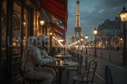 Photo imprimée sur plexiglas / Série limitée / Astronaute à Paris / Cadre déco – wanddecoratie
