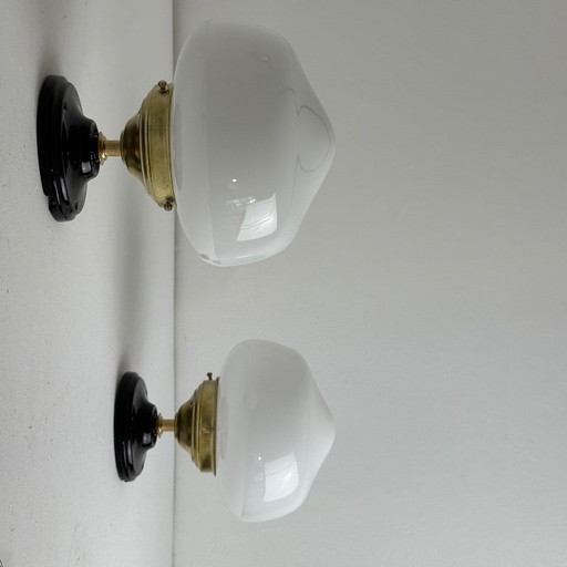 PAAR ALTER VINTAGE OPALGLAS WANDLEUCHTEN