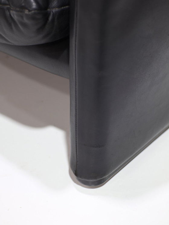 Image 1 of Cassina Maralunga 3-Sitzer-Sofa aus schwarzem Leder von Vico Magistretti
