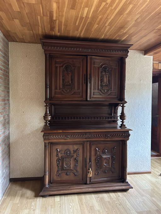 Buffet ancien en chêne de style néo-Renaissance/Henri II, vers 1880-1900 – kasten, Metal, Wood