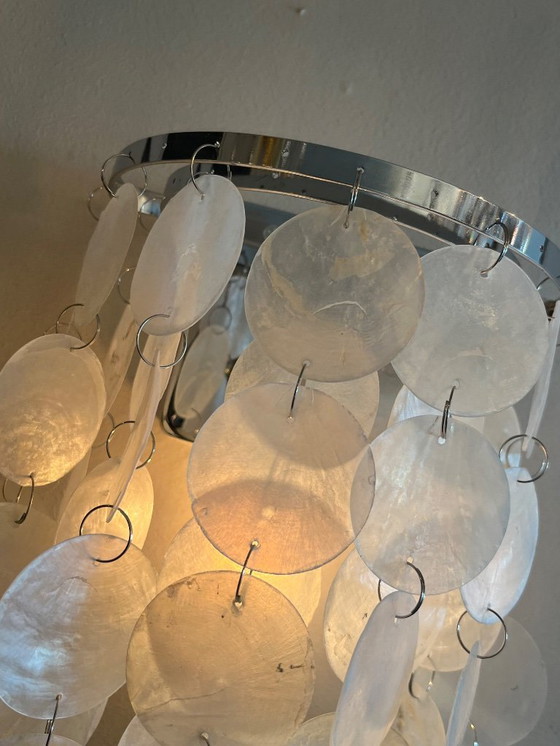 Image 1 of Set of 2 capiz shell Wall lamps pearl shell chrome frame