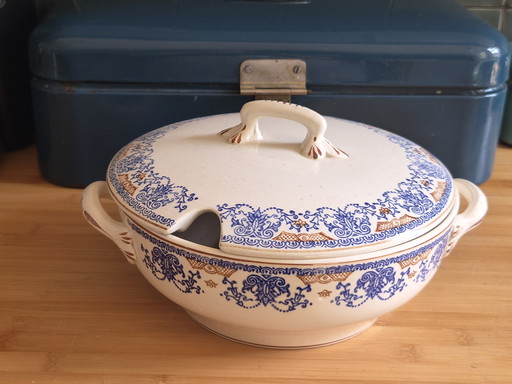 Hermosa terrina francesa antigua – Longwy "Rouennais" – ca. 1900