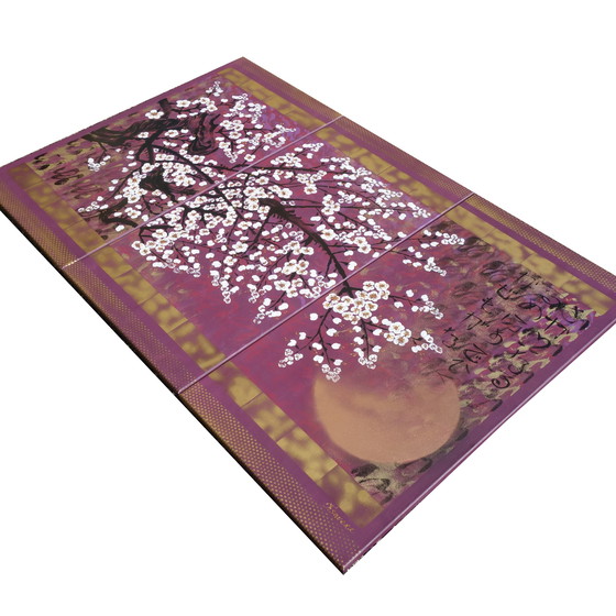 Image 1 of Japanese Sakura J392 Purple Large Painting