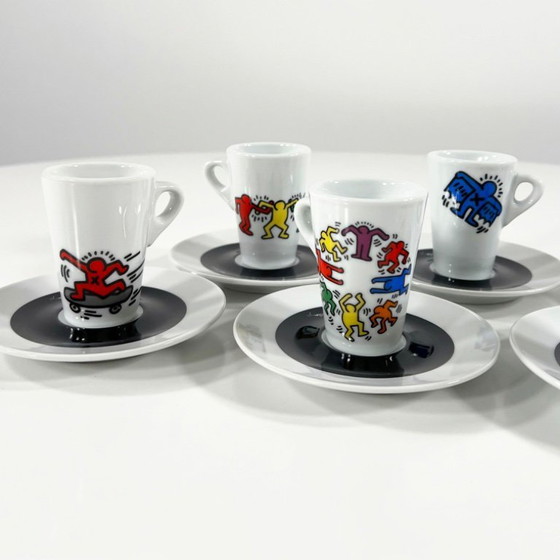Image 1 of Set aus 6 Keith Haring Espressotassen und Untertassen von Tognana, 1990er Jahre