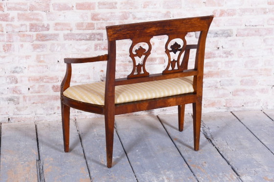 Restored Empire Sofa, Walnut, Spruce, Revived Polish, Austria, 1810s – Textile, Wood (photo 4 of 18)