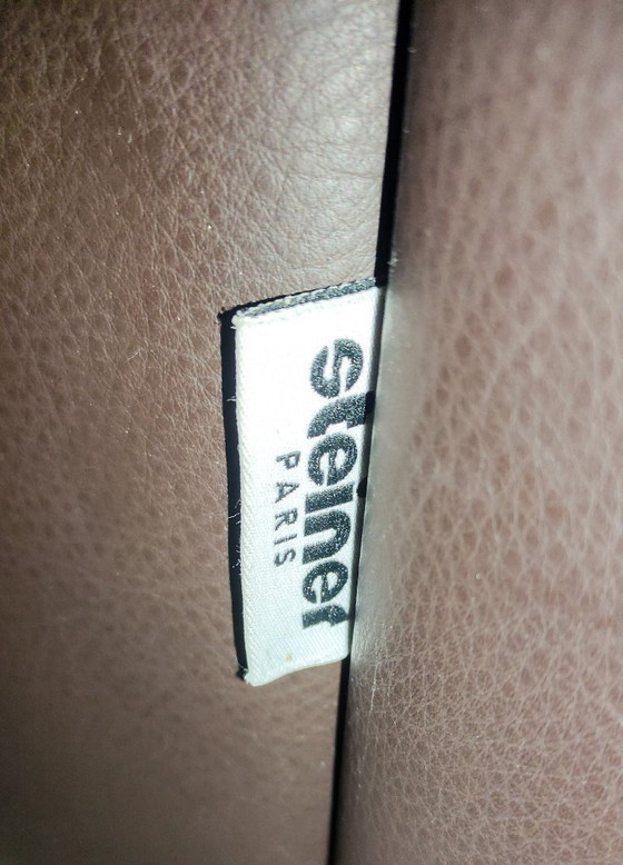 Image 1 of Set da soggiorno (divano + poltrone) in pelle di design – Steiner Paris – base in alluminio – anni '70/'80