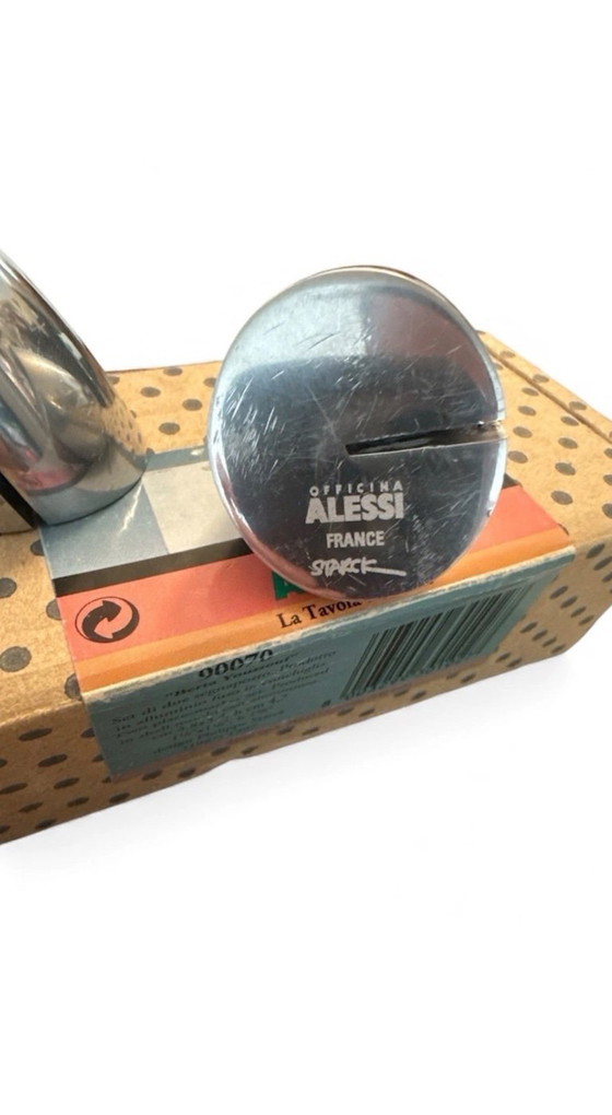 Image 1 of X2 Kaarthouder van Berta Youssouf, ontworpen door Philippe Starck voor Alessi, 1987, met doos.