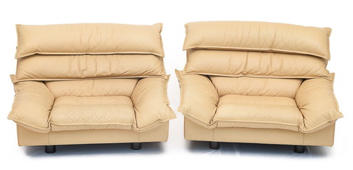 Duo di poltrone in pelle di Bernard Massot, 1970