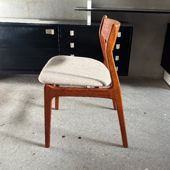 4 Teak Dining chairs by P.E. Jørgensen for Farsø, P. E. Jørgensen for Farsø, Wood, Textile, Brown (photo 11 of 11)