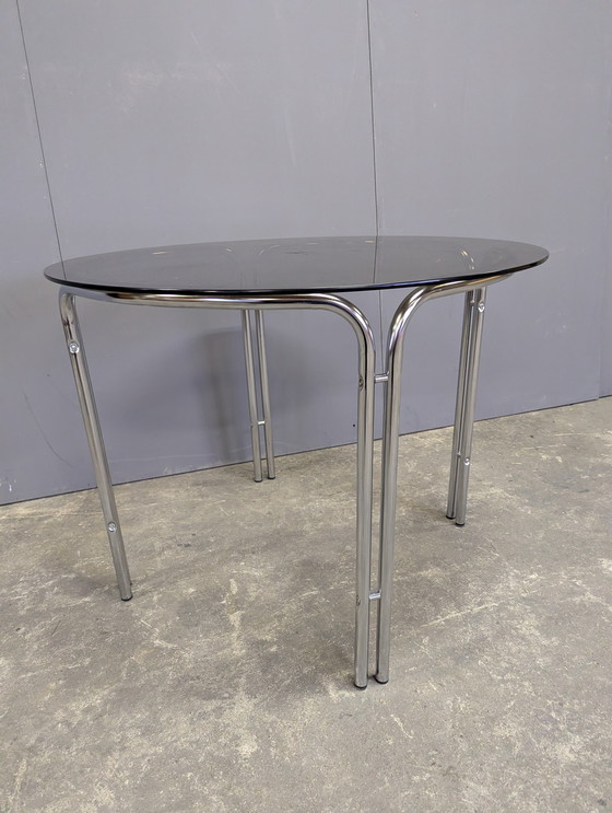 Image 1 of Vintage dining table chrome/ smoked glass