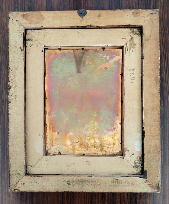 Image 1 of Oil paint on copper panel. Framed.