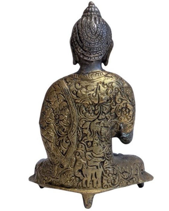 Antique Tibetan Gilt-Bronze Buddha in Vitarka Mudra – 19th Century – Decorative Objects (photo 3 of 7)