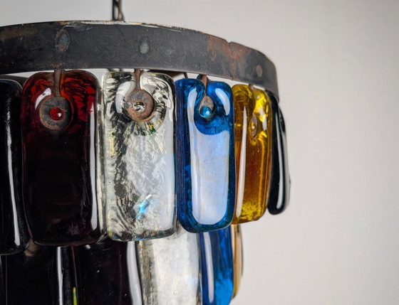 Image 1 of Brutalistische kroonluchter van glas en metaal van Felipe Derflingher voor Feders, jaren 60