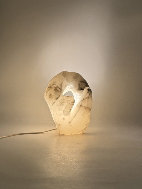 Image 1 of Sculpturale albasten tafellamp, Frankrijk 1980