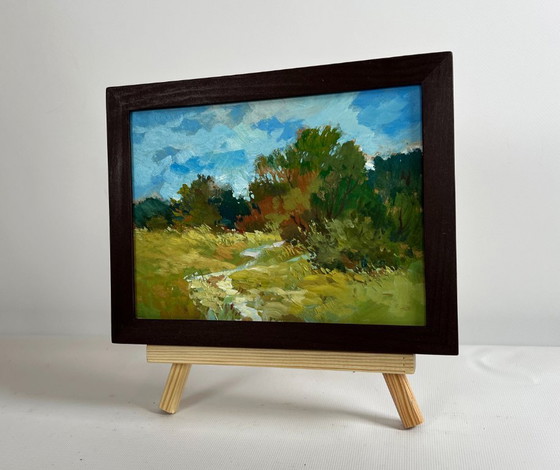 Image 1 of Original Oil Painting Summer Forest Landscape The path to the forest depths