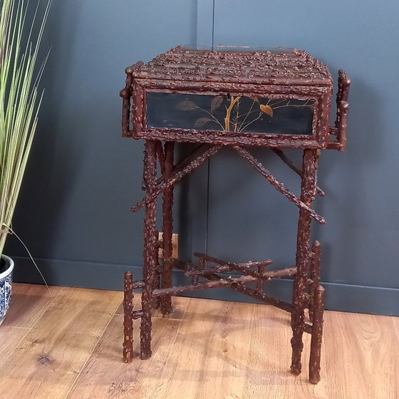 Image 1 of Antique Japanese Faux Bois sewing table