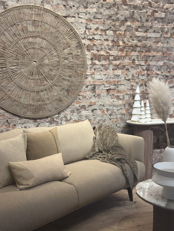 Image 1 of SITS Moa 3-zits in linnenmix Soft Brown - poot walnoot