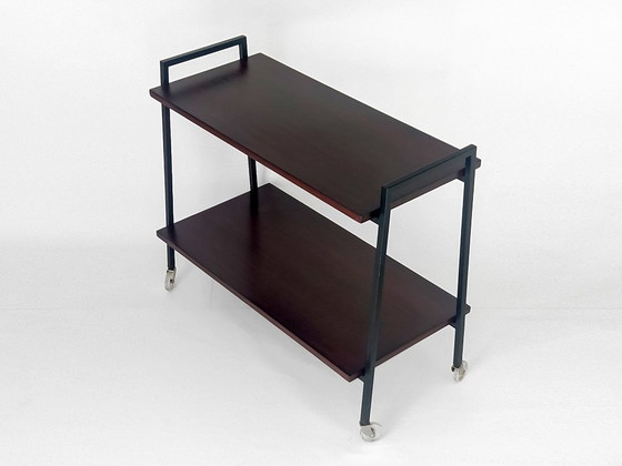 Image 1 of vintage side table with casters