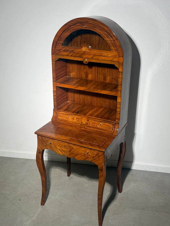 Antique English Marquetry Writing Desk / Secretary (photo 2 of 10)