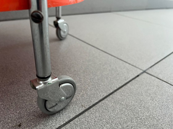 Image 1 of Rond, verchroomd plastic en metalen frame in spacestyle-stijl uit de jaren 80.