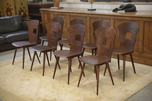 Set of 8 Baumann “Gentiane” model chairs by Henri Julien, 1960s – eetkamerstoelen, Wood