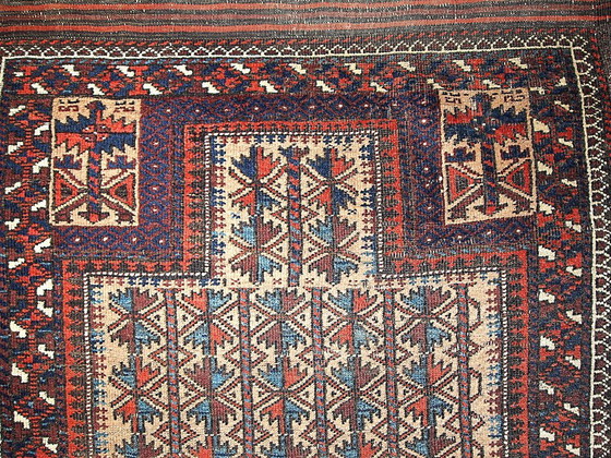 Image 1 of Handgemaakt antiek verzamelobject: Afghaans gebedskleed van de Baluch-stam, 91 cm x 161 cm, jaren 1880 - 1B219