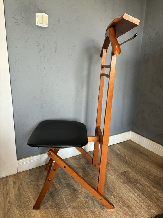 Fratelli Reguitti valet stand, beech, brass and vinyl, 1950s, Coat racks, Wood, Brown (photo 7 of 8)
