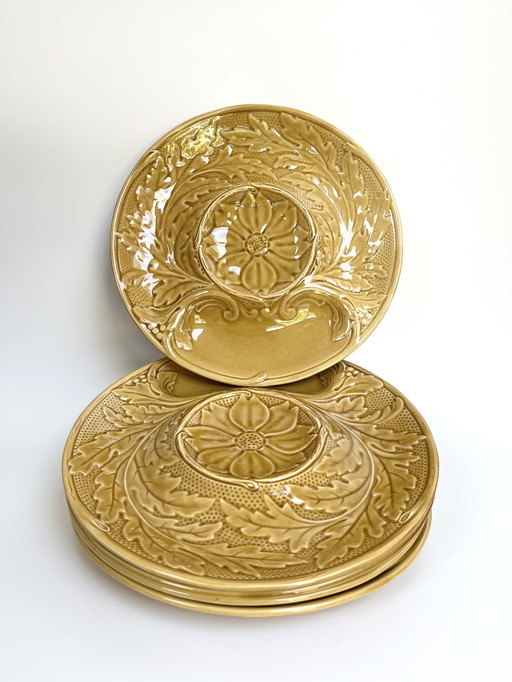 Set of 5 Gien Artichoke Plates – Yellow-Gold –  France,1960s–70s