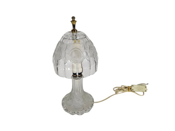 Image 1 of Vintage - crystal - cut glass - floral motif - table lamp - 90s