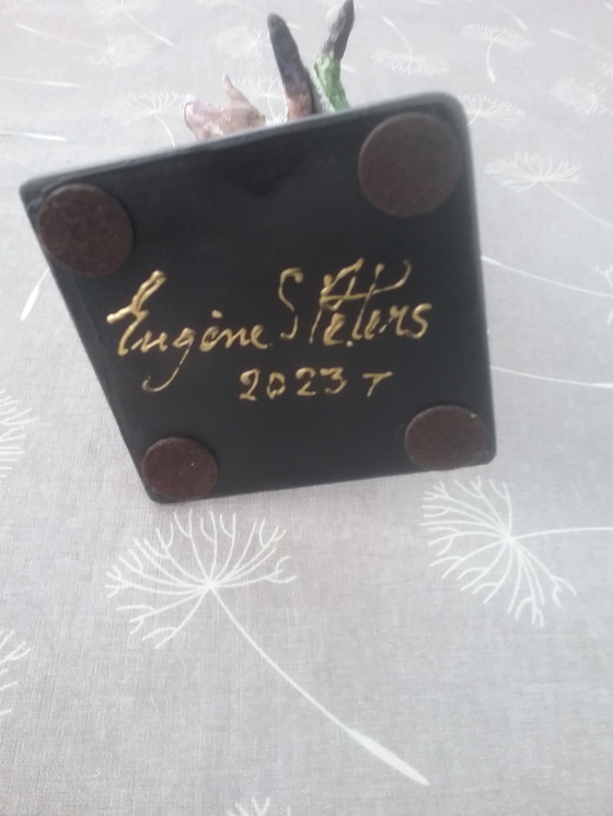 Image 1 of Beeldje dansend varken van kunstenaar Eugène Peters  Er is Maar 1 van gemaakt met de hand geschilderd 